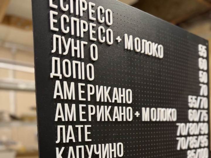 Перфорированное наборное меню для кофеен, ресторанов и заведений HoReCa (Peg Letter Board)